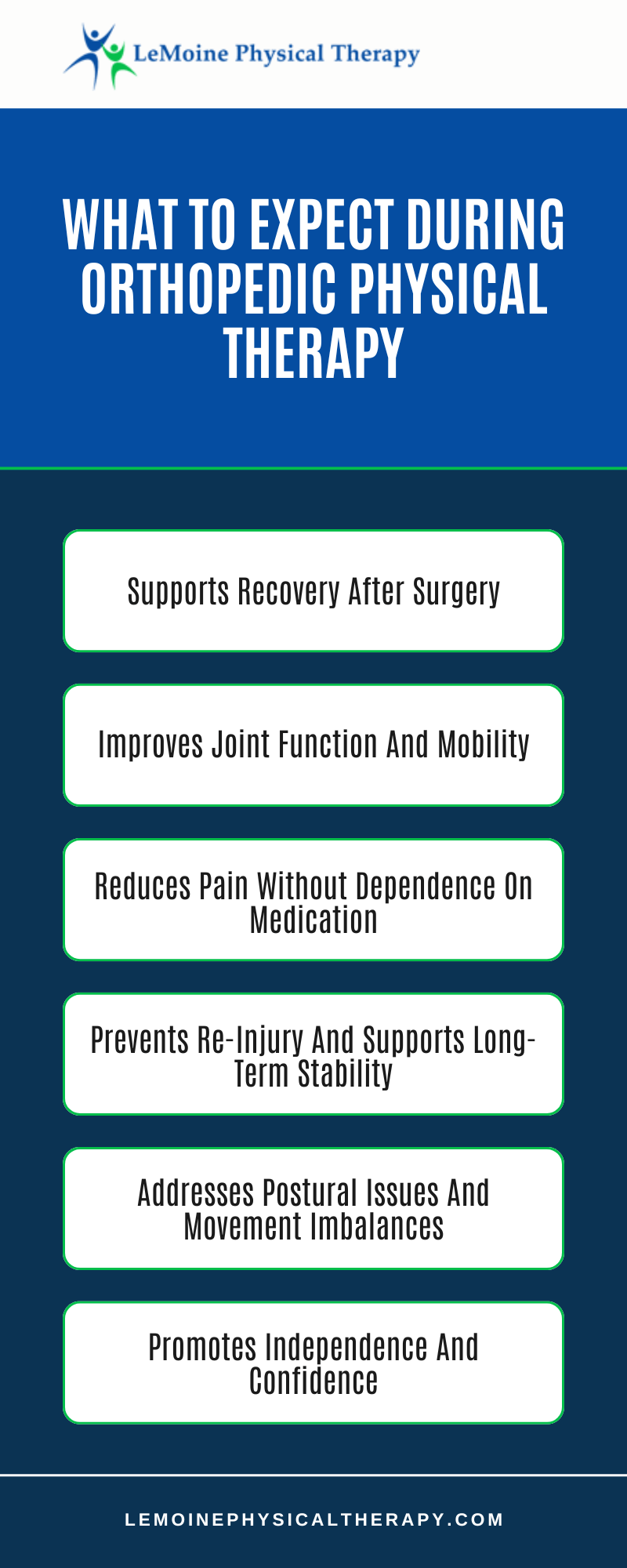 What To Expect During Orthopedic Physical Therapy Infographic